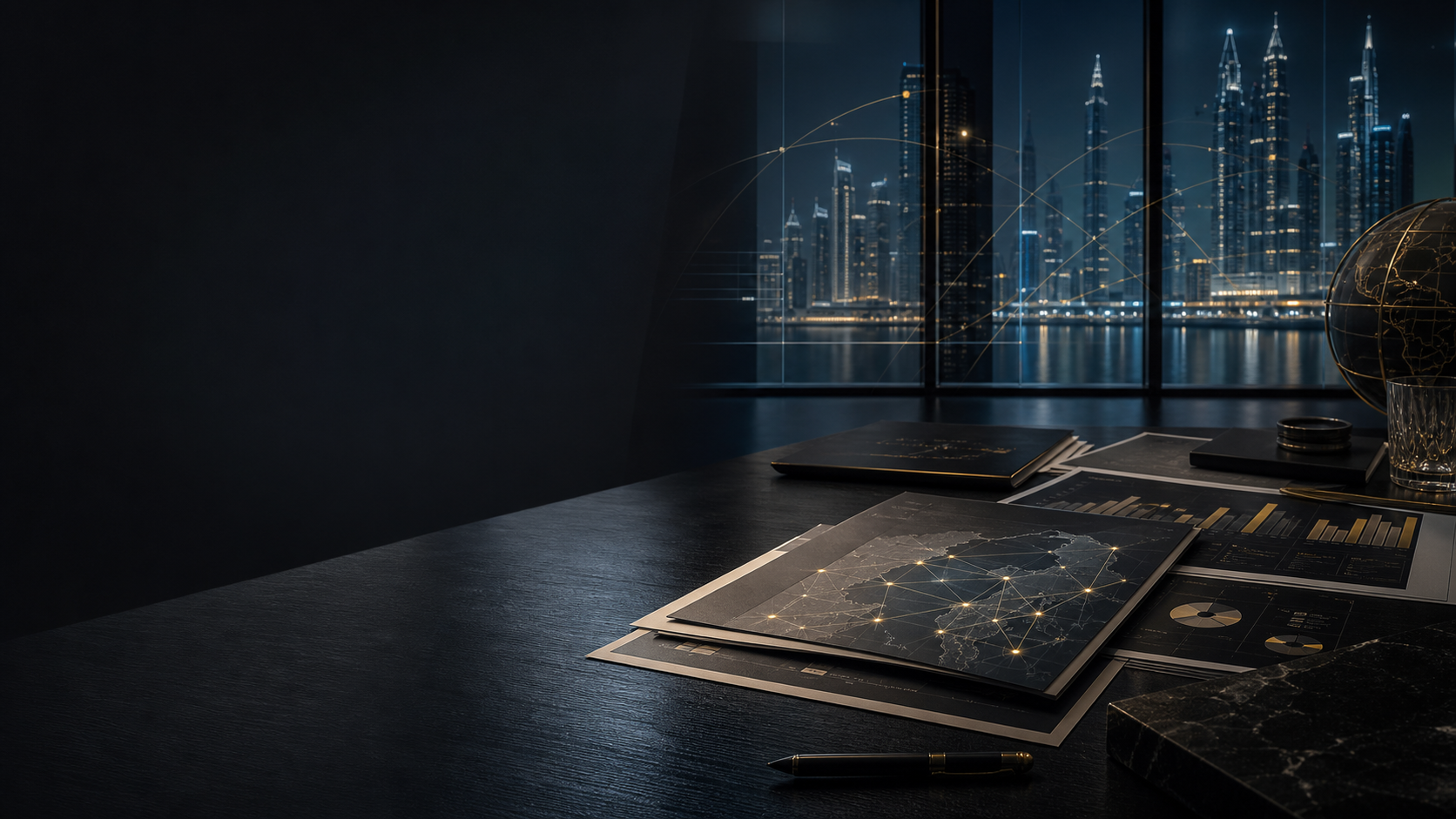 Private capital research desk with opportunity memos and market mapping